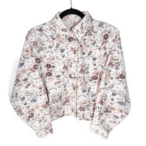 Solitaire Oversized Jacket Eyelet Trucker Snap Button Coat Size Small